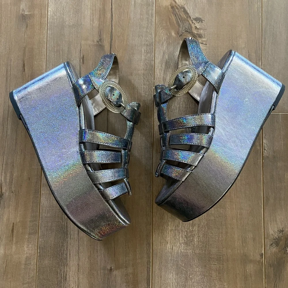 Circus NY by Sam Edelman Golda Platform Wedge Sandal in Iridescent Black